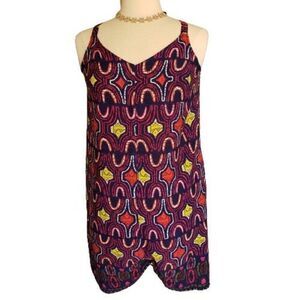 Woman's Sleeveless Romper All Over Print V-neck Loose Fit Pocket Medium